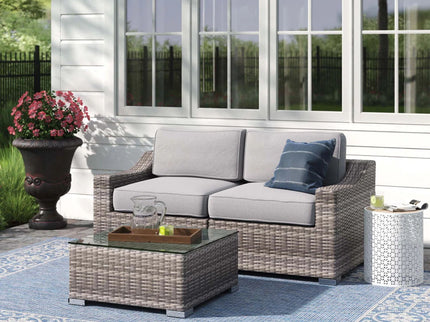 Outdoor Wicker Conversation Set With Cushions, All Weather