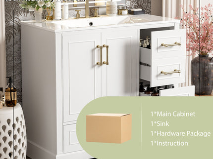 Traditional Bathroom Vanity With Soft Close Doors And Drawers