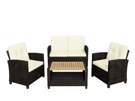 Modern All-Weather Patio Set With Cushions And Table