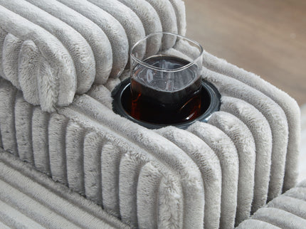 Modern Chaise Sofa With Adjustable Backrest, Cup Holders, Phone Holder & Storage Compartments For Living Room