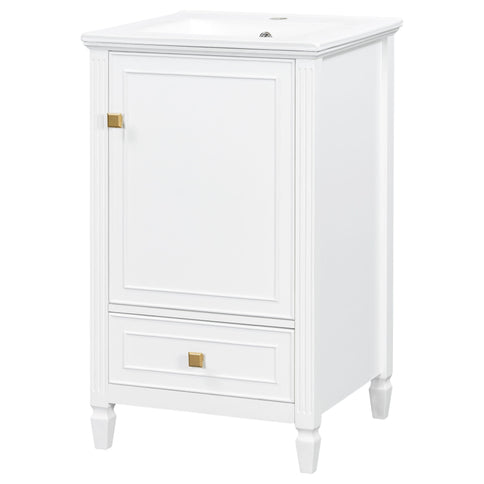 Freestanding Bathroom Vanity With Sink, Soft Closing Door, Drawer Storage - White