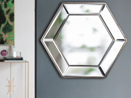 Hexagon Wall Mirror With Contemporary Glass Design, Home Decor Accent Mirror For Living Room, Entryway, Bedroom