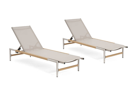 Hargrove - Outdoor Patio Aluminum Chaise Lounge (Set of 2) - Natural / Silver