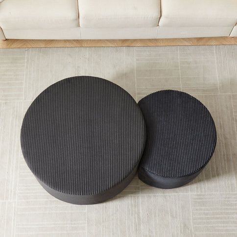 Modern Upholstered Round Coffee Table For Living Room (Set of 2)