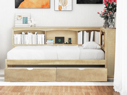 Daybed With 2 Storage Drawers, Storage Cabinets, USB Ports