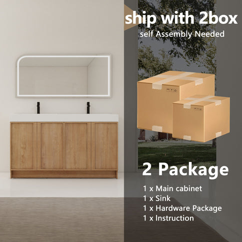 Freestanding Bathroom Vanity With Sink, Soft Close Doors
