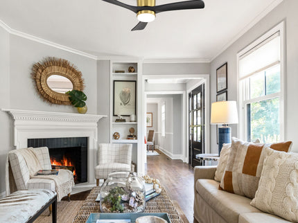 42" Ceiling Fan With Dimmable LED Light, DC Reversible Motor, 6 Speed Adjustable For Living Room - Gold / Black