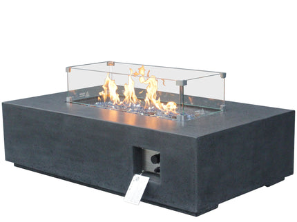Outdoor Concrete Propane Gas Rectangle Fire Pit Table