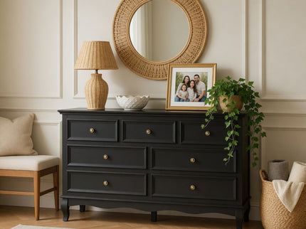 7 Drawer Dresser, Storage Chest - Black