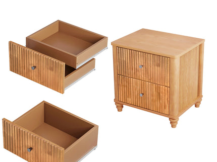 Modern Fluted Nightstand With 3 Drawers