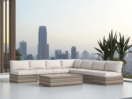 Comfortable Modern Patio Rattan Sectional Set With Cushions