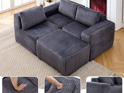 L - Shape Modern Minimalist Modular Sectional Sofa, Upholstered Cloud Couch With Deep Seats