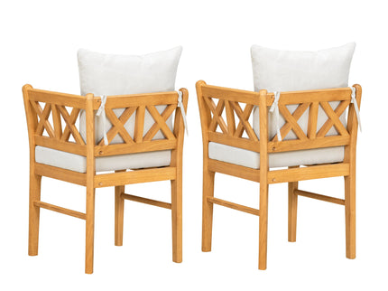 Farmhouse Modern Dining Corner Chairs (Set of 2) With Handwoven Rattan Backrests And Solid Wood Legs - Natural / White