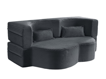 Floor Convertible Sleeper Sofa Bed With 2 Pillows