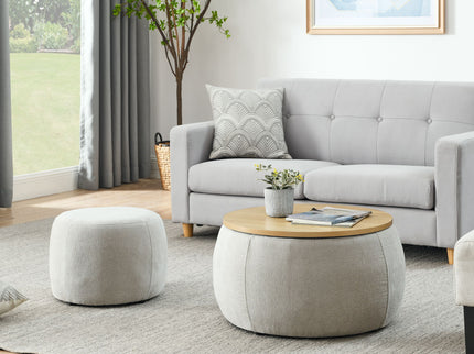 Round Storage Ottoman, 2 In 1 Function, End Table And Ottoman