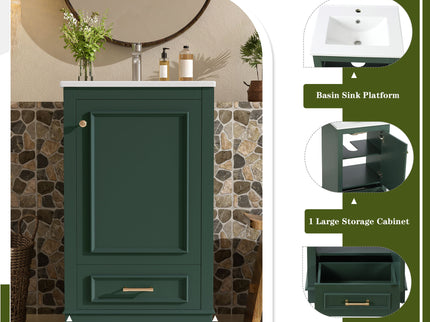 20" Bathroom Vanity With Sink, 1 Drawer, Freestanding Single Set