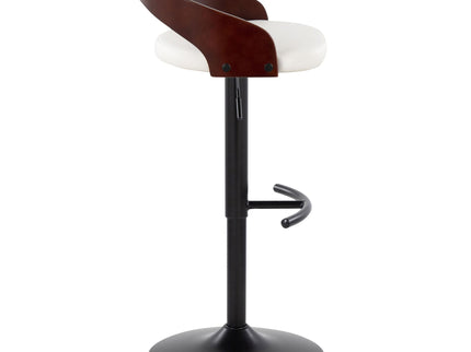 Grotto - Contemporary Adjustable Barstool With Swivel With Rounded T Footrest (Set of 2)
