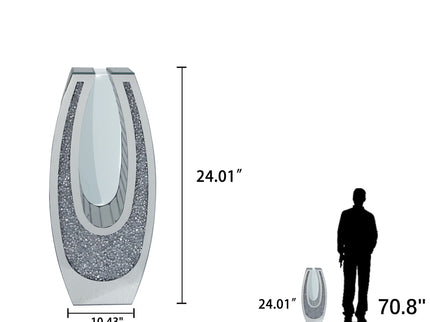 U - Shaped Floor Vase With Shattered Diamond Mirror Surface