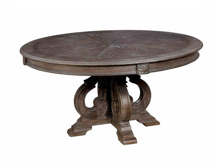 Round Dining Table With Pedestal Base - Natural / Rustic
