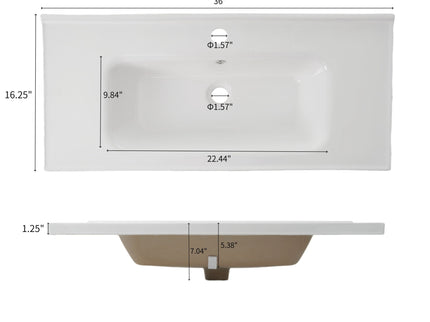 Wall Mounted Bathroom Vanity With Sink, 2 Open Shelves - White