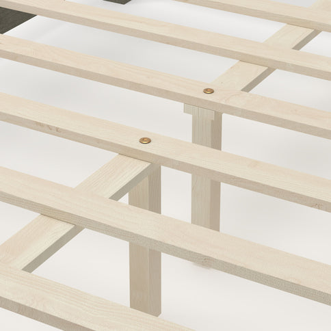 Farmhouse Platform Bed Frame & Tall Upholstered Headboard