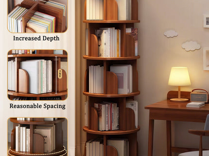 5 Tier Rotating Bookshelf, Spinning Design