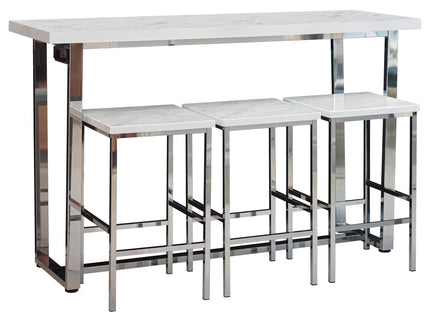 Ledesma - 4 Piece Counter Height Dining Set And Built In Power Unit - White Marble