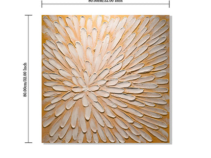 Textured Floral Canvas Wall Art, Hand Painted Thick Impasto Flower Painting (Set of 2) - Antique White