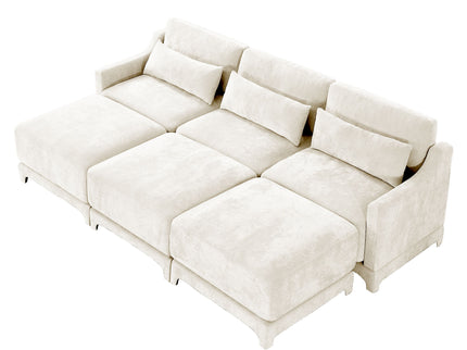 Stylish Sofa With Ottoman And Lumbar Pillows, Ergonomic Design