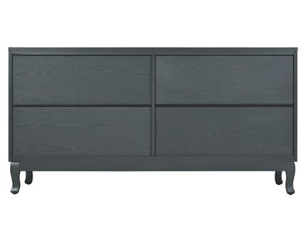 Retro Industrial 4 Door Sideboard With Large Storage, Rattan And Glass Doors