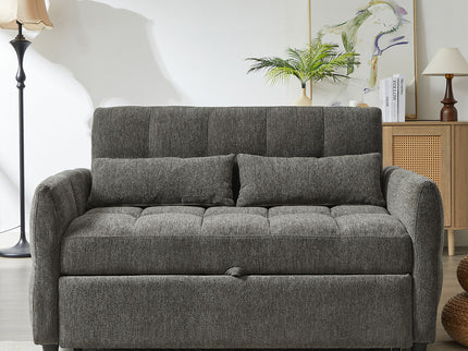 Loveseat Sofa Pull-Out Bed With Adjustable Backrest, 3 USB Ports And 2 Lumbar Pillows For Living Room