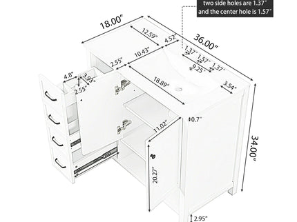 Modern Bathroom Vanity With Sink Top, 2 Doors And 2 Drawers
