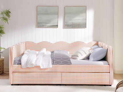 Gingham Daybed & USB Charging Port, Wave Shaped Design