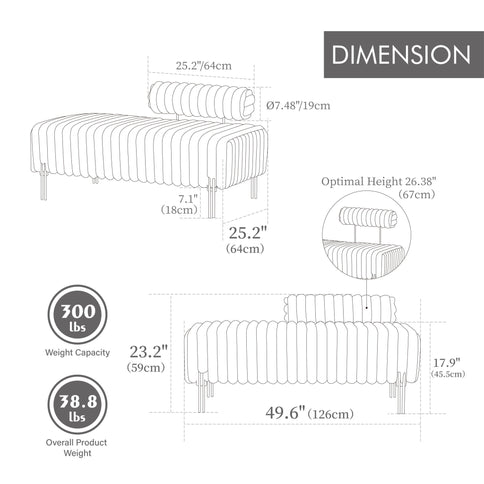 Mini Loveseat With Adjustable Backrest