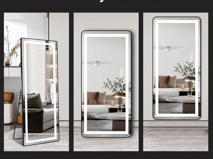 Full-Length Vertical Mirror With LED Light, Dimming Wall Mirror With Frame