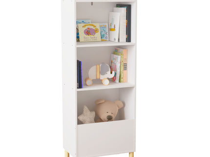 4 Tier Bookcase, Book Display With Safety Restraint, Storage Cabinet For Playroom - White