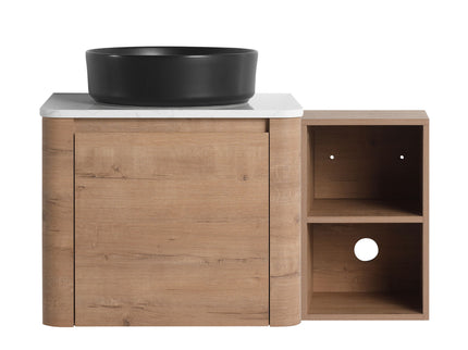 Wall Mounted Bathroom Vanity With Art Sink, 1 Storage Shelf, 2 Soft Close Doors
