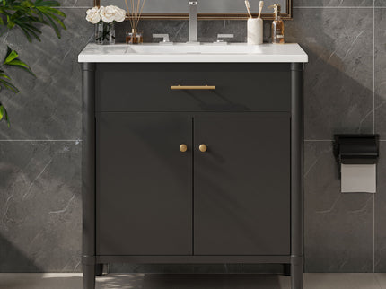 Bathroom Vanity With Sink, Soft Close Doors And Adjustable Shelf