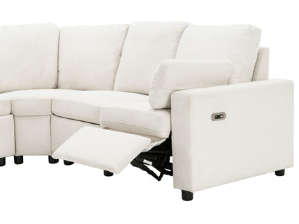 Power Recliner Sectional Sofa Home Theater Reclining Sofa With Two USB Ports, Two Storage Drawers For Living Room