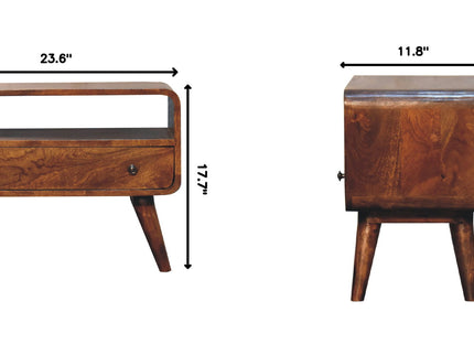 Mini Curved Media Unit - Chestnut