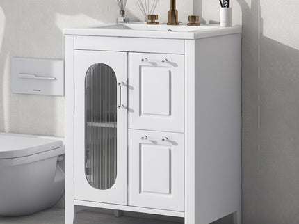 Modern Bathroom Vanity With Sink, Cabinet With 2 Drawers And Door, Adjustable Shelf