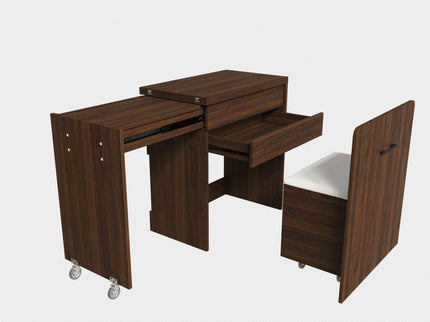 Folding Desk With Mirror And Storage Stol For Bedroom
