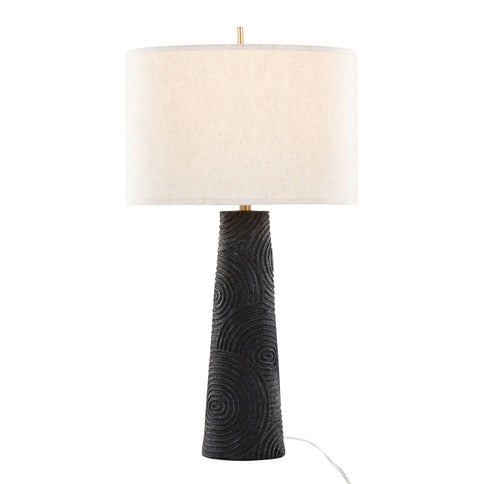 Kona - Contemporary Table Lamp (Set of 2) - Matte Black / Modern Brass / Natural