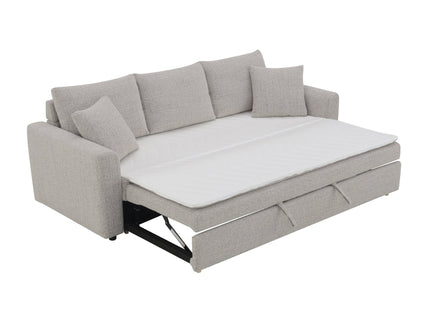 Connie - Boucle Sleeper Sectional Sofa With 2 Toss Pillows - Beige