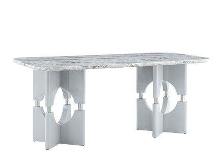 Modern Dining Table With Sleek Hollow-Out Frame And Accents