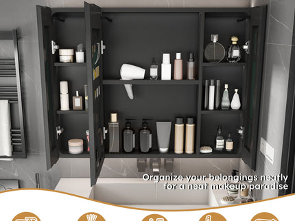Aluminium Medicine Cabinet Mirror With LED Light And Defogging Function - Gray