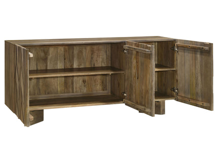 Roman - 3 Door Server With Chevron Design - Brown