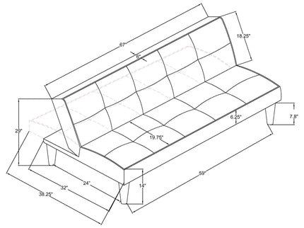 Cranston - Armless Sofa Bed With Contrast Piping - Black