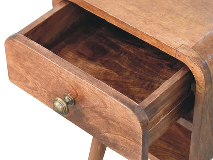 Mini California Curved Nightstand Wth Lower Slot