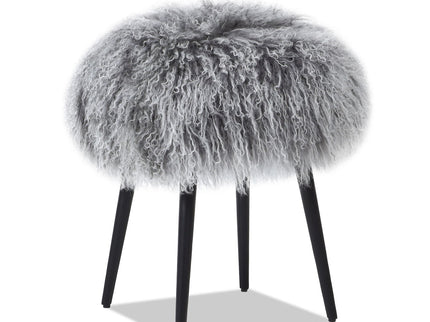 Alberta - Mongolian Sheepskin Round Ottoman